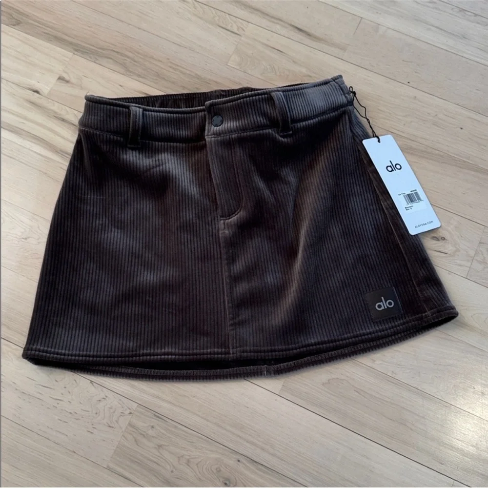 ALO ribbed velour Chocolate macchiato Skirt